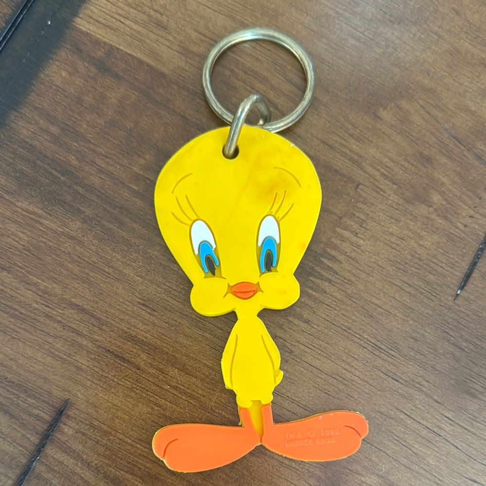1980 Warner Bros. Tweety Bird Keychain - Yellow and Orange
